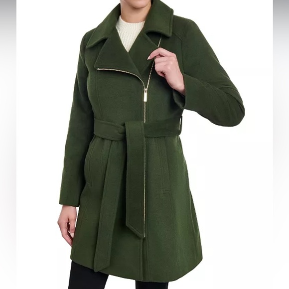 NEW MICHAEL Michael Kors Women's Asymmetric Wool Blend Wrap Coat - Size 2X - Picture 1 of 11